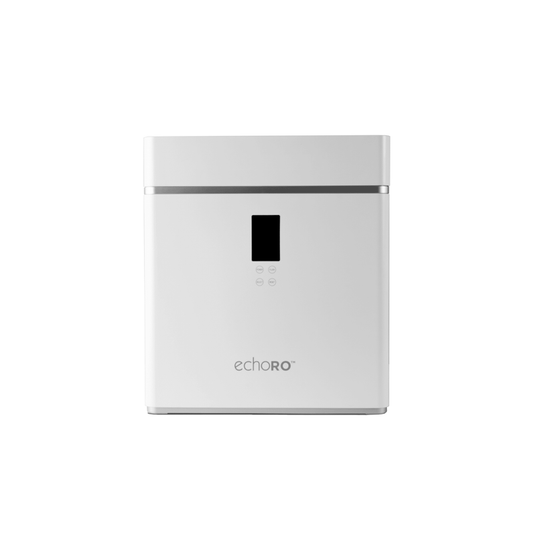 White reverse osmosis machine with 'echoRO' branding on a white background