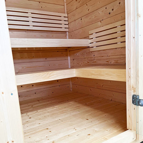 sauna interior with wood benches