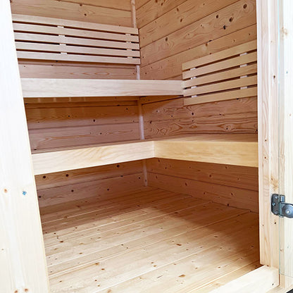 sauna interior with wood benches