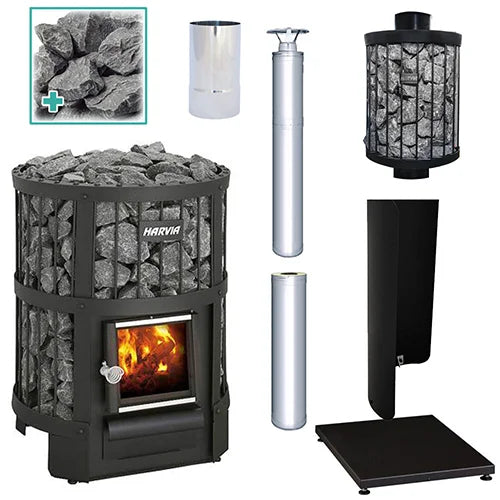 Harvia Legend 150 Wood-Burning Sauna Stove Package Stainless Steel