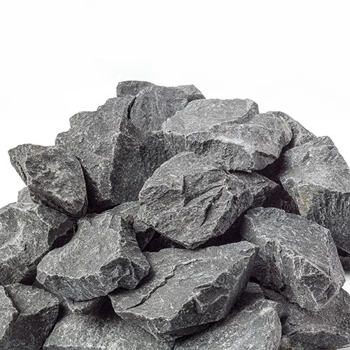 Pile of gray rocks on a white background