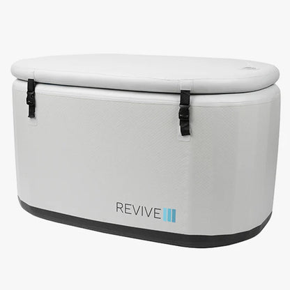 White 'REVIVE' cold storage container on a white background