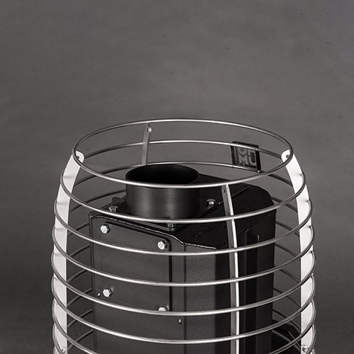 Empty HUUM metal heater on a dark background