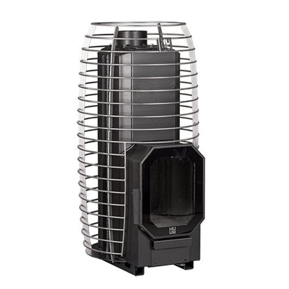 Empty wood-fire sauna heater on a white background