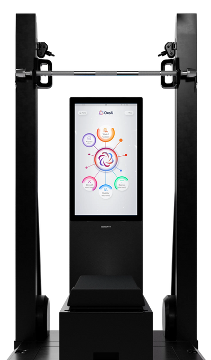Digital display screen on a fitness machine with a white background
