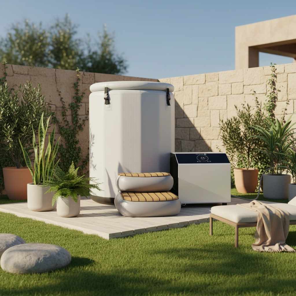 cold plunge in a garden