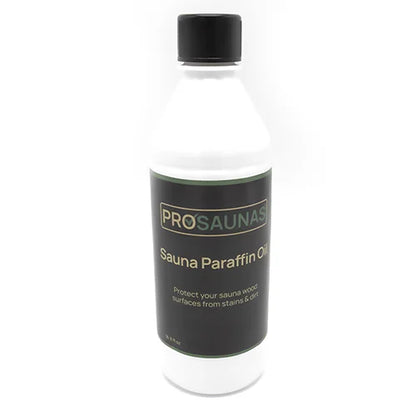 Bottle of ProSaunas Sauna Paraffin Oil on a white background
