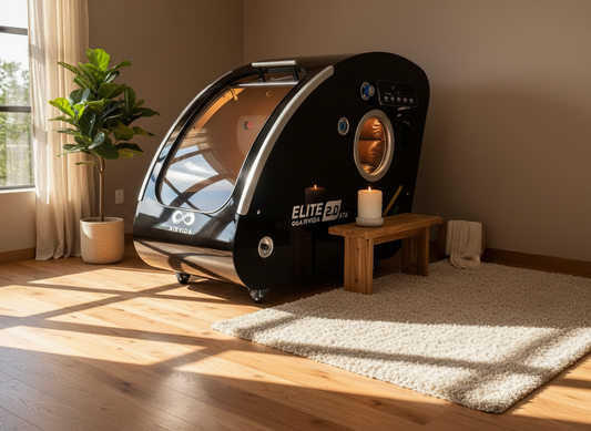  Hyperbaric Chamber in a room with wooden floor and window.
