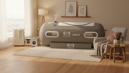 hyperbaric chamber in a room with furniture and decor